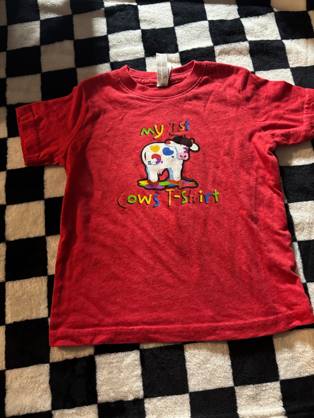 Size 2 Kids Red 'My 1st Cows T-Shirt' Graphic Tee